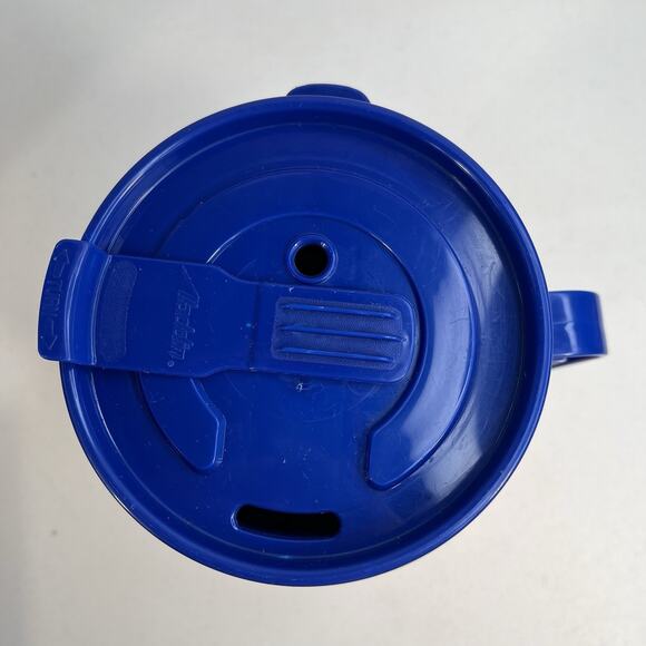 Vtg Aladdin Kel-Welco Big 1993 Mug Tool Adventurer Dude Guy Surfing Orange W Lid - Picture 7 of 11